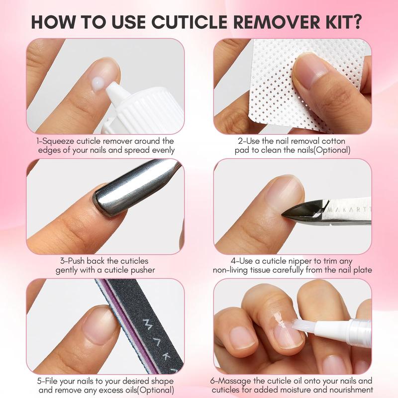 Makartt Cuticle Care Kit -  Cuticle Remover, Oil Pen, Trimmer, Nail File & Moisturizer Manicure Nail Care Nail Art