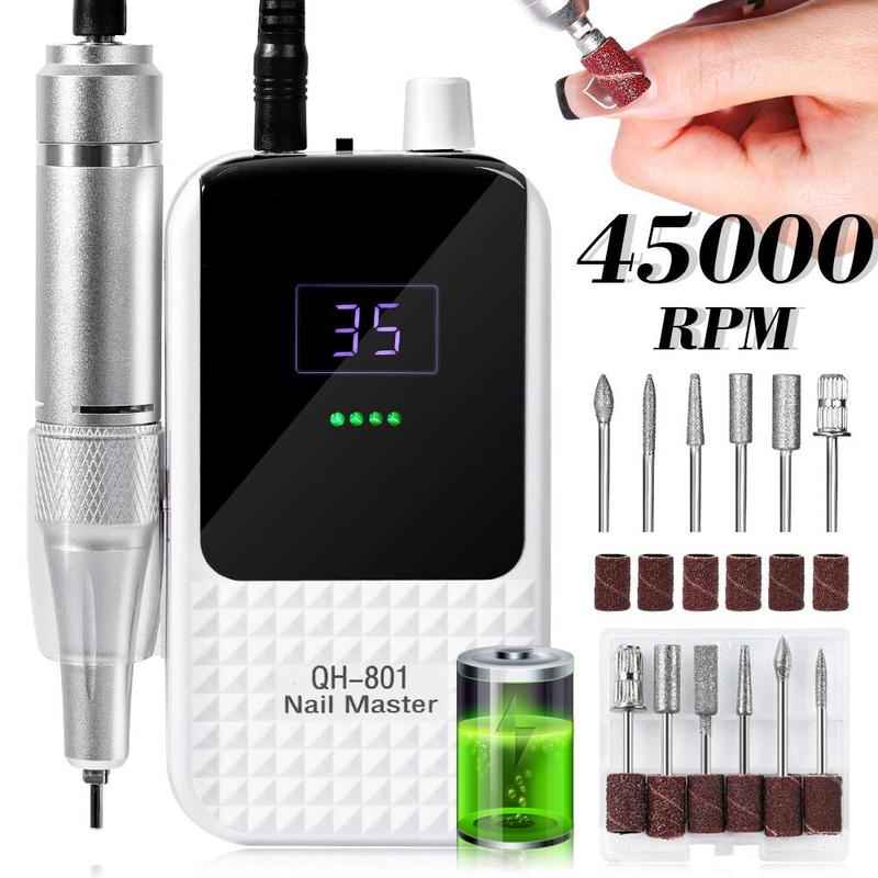 45000RPM Cordless Electric Nail Drill Set, 1 Set Professional High Speed Nail Drill Machine with Accessories, DIY Nail Art Supplies for Home Salon Use