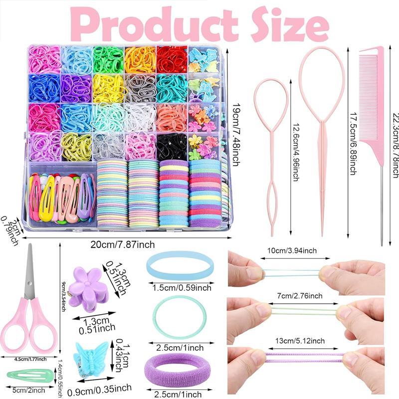 Hair Styling Tools Set, 1543pcs set Hair Ties & Hair Clips & Braided Tools & Combs & Scissors & Organizer, Heatless Styling Tools for Women & Girls, Christmas Gift