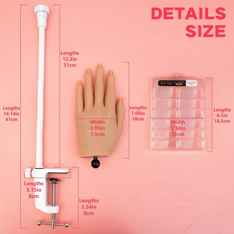 Practical Silicone Fake Hand Model, 1 Box Nail Practice Hand Model Kit, Nail Art Training Practice Hand Model, Manicure & Pedicure Tools for Home & Salon Use, Christmas Gift