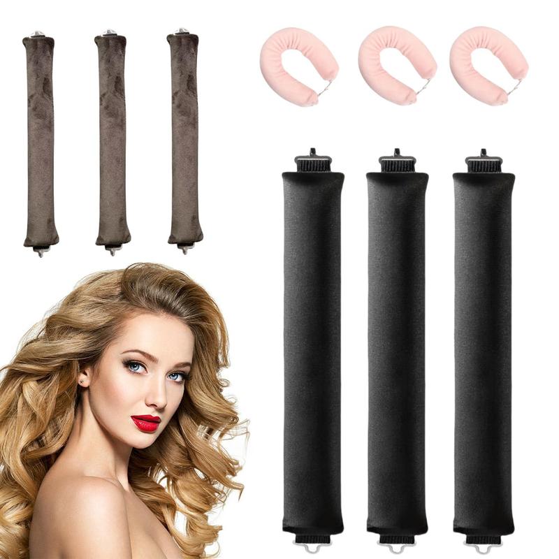 Heat-free Curling Rods, 3 Counts set Velvet Hair Curler Rods, Non-slip Sleep Curling Curly, Soft Diy Wave Hair Rollers Styling Tool for Long Hair Curls, Heatless Curler, Christmas Gift