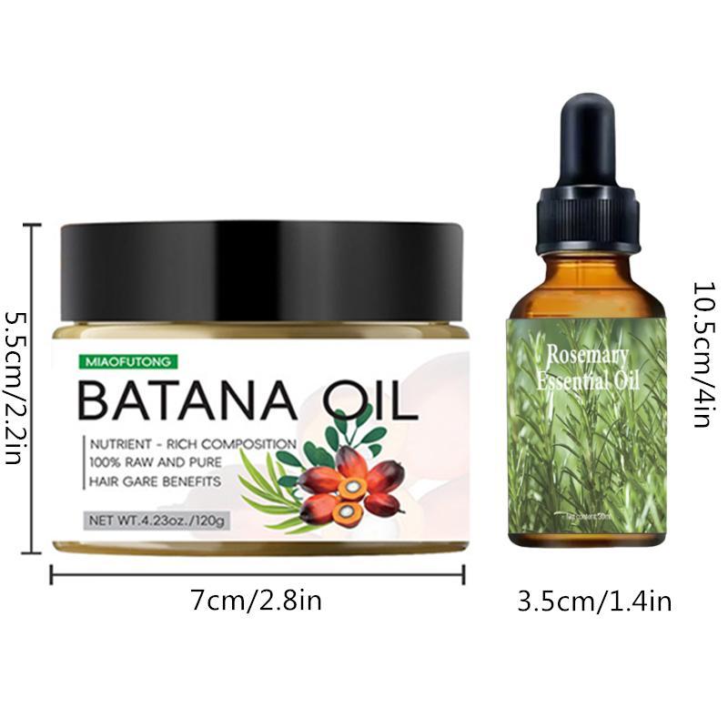 Batana Oil & Rosemary Mint Scalp & Hair Strengthening Oil Set (2 Counts set), Moisturizing Hair Care Oil, Moisturizing Strengthening Batana Oil Serum, Hair Care Product for Women & Men