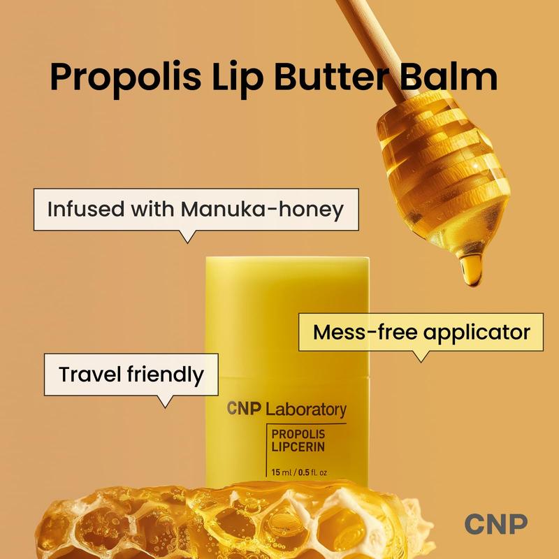 CNP Laboratory Propolis Lipcerin - 15g Honey Moisturizing Lip Balm + Lip Mask for Soft, Smooth and Glossy Lips - Skincare