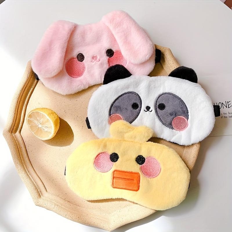 Comfortable Plush Cartoon Animal Eye Mask, Suitable for Sleep and Travel-Soft, Shading Eye Mask with Cute Design, Perfect for Airplane Travel and Nap Time