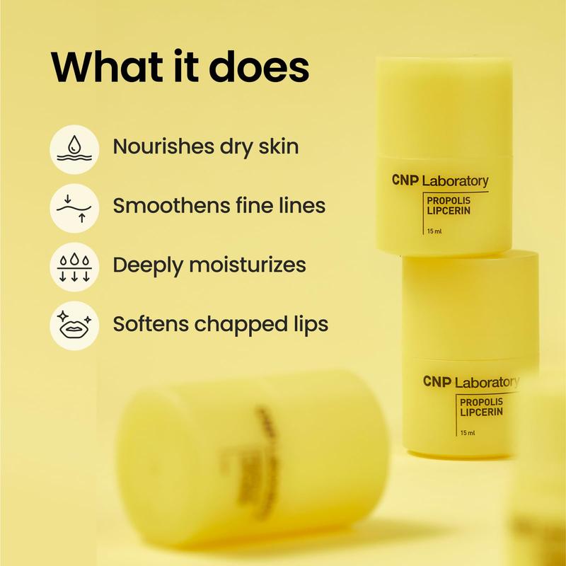 CNP Laboratory Propolis Lipcerin - 15g Honey Moisturizing Lip Balm + Lip Mask for Soft, Smooth and Glossy Lips - Skincare