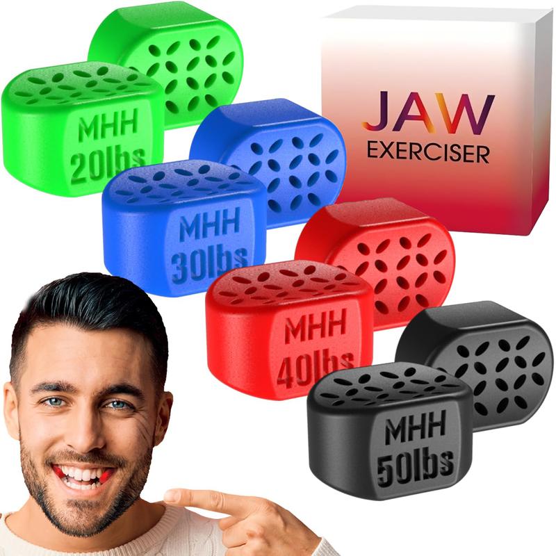 Jawline Exerciser for Men & Women - Powerful Jaw Trainer - Different Resistance Levels - Double Chin Reducer Eliminator - Silicone Jaw Toner Tablets - Face Neck Shaper & Strengthener Line Chewing Gum Thickened Absorbent