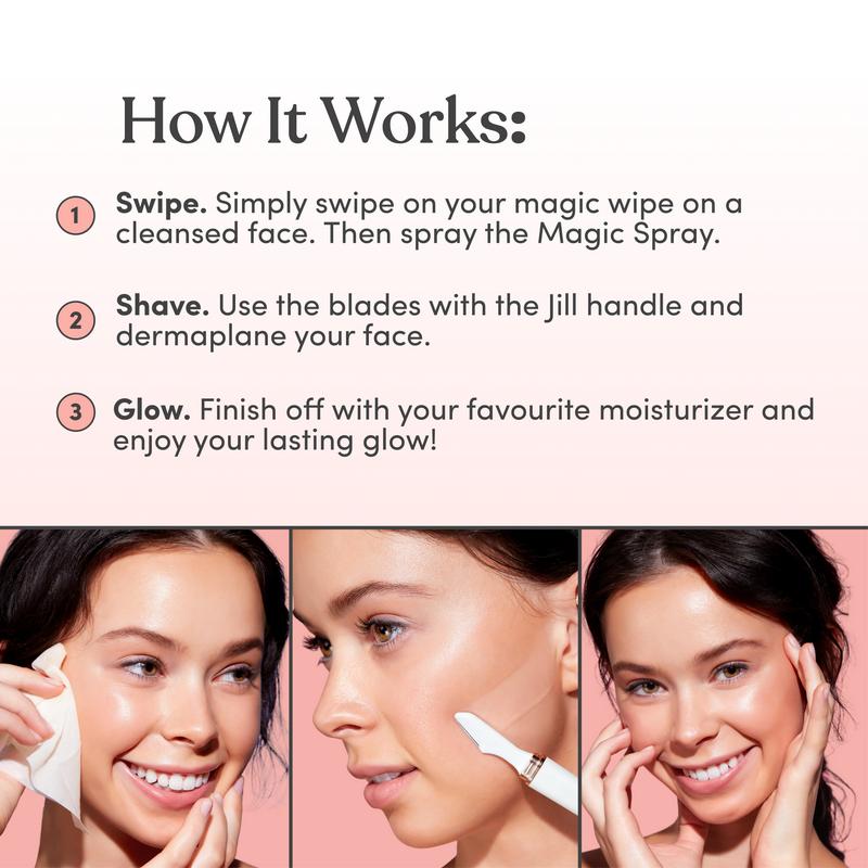 Jill Razor Facial Razor Kit for Women - Includes Pre-Shave Oil , Blades and Post-Shave Seurm