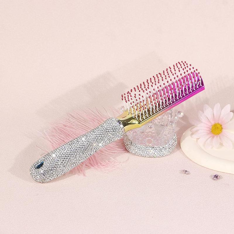 Rhinestone Decor Hair Comb, 1 Count Portable Hair Styling Comb, Hair Massage Comb, Professional Hair Styling Tool for Women & Girls