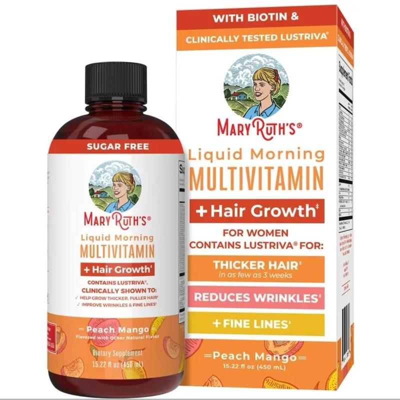 MaryRuth's LiquidMultivitamin + Hair Growth WithClinically Tested Lustriva - Thicker HairReduce Wrinkles & Fine Lines -Vegan15.22 FI Oz