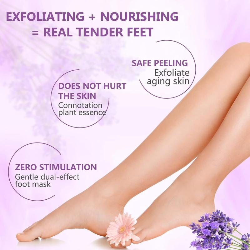 Foot Peel Mask - 5 Pack, Exfoliating Foot Care Mask Make Feet Baby Soft Skin, Foot Mask for Dry Cracked Feet, Peeling Away Dead Skin, Calluses - Lavender