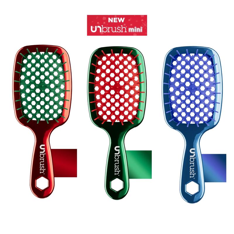 UNbrush Mini Original Detangling Hair Brush - Holiday Collection (3 Brushes)