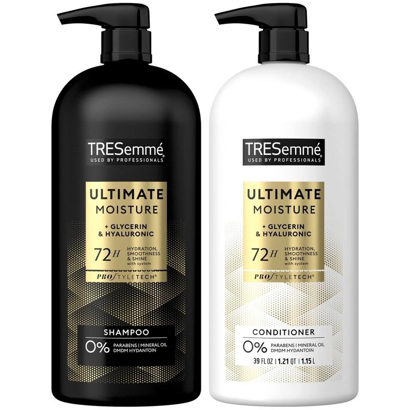 TRESemme Ultimate Moisture Shampoo and Conditioner 39 Fluid Ounce (Pack of 2) - Haircare Comfort Set Hydrating Moisturizing Glycerin Hyaluronic Salon Silky Smooth Unisex