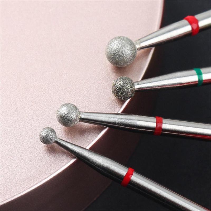 Professional Cuticle Drill Bits for Nail Art, 4 Counts set Round Ball Head Cleaners and Removers, Manicure & Pedicure Tools for Home & Salon Use