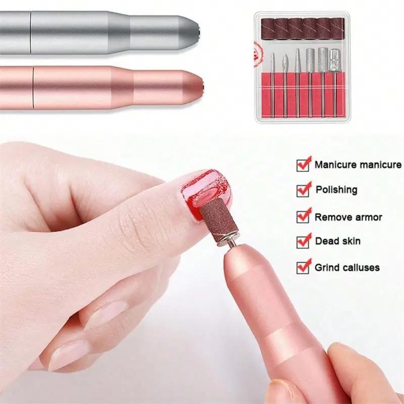 USB Portable Mini Electric Nail Removal Polishing Pen, 1 Set Electric Nail Drill Nail Polishing Machine Kit, Manicure Pedicure Tool for Home & Nail Salon Use