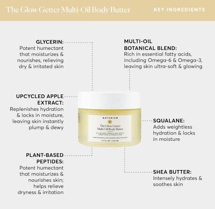 Naturium The Glow Getter Whipped Multi-Oil Body Butter, Firming Cream & Body Moisturizer with Shea Butter, 7.7 fl oz Body Care Coconut