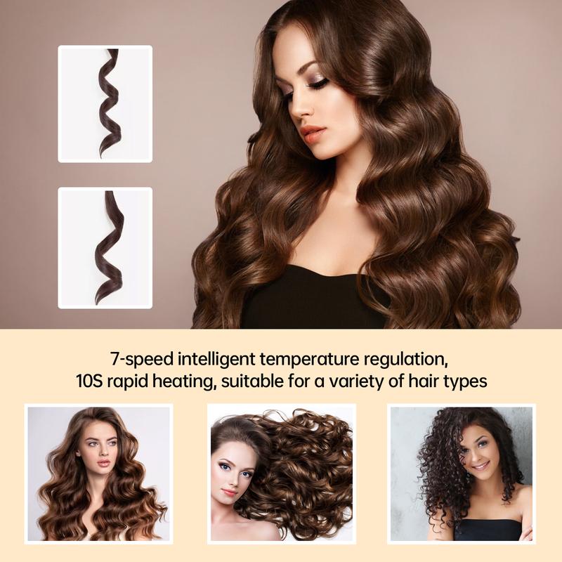 Automatic Curling Iron- 7 Temperature Modes, Fast Heating, Double Layers Anti-Hot Non-Harming Iron hot styling tool curling wands Comfort hot hair