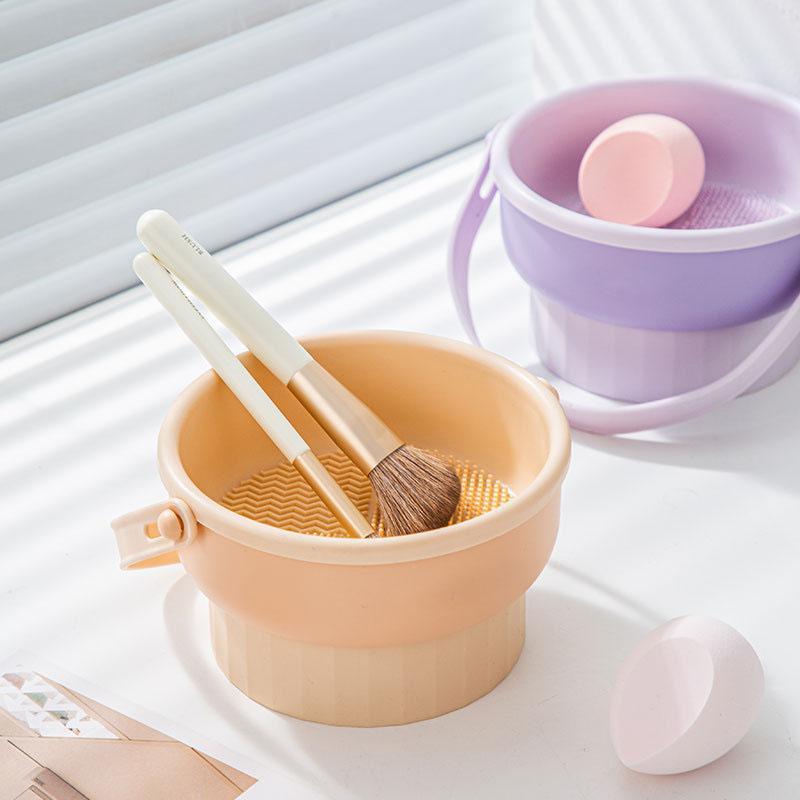 Makeup Brush Drying & Cleaning Tool, 1 Count Makeup Sponge Cleaning Bowl with Dryer Rack, Cosmetic Brush Cleaning Tool, Makeup Tool Organizer