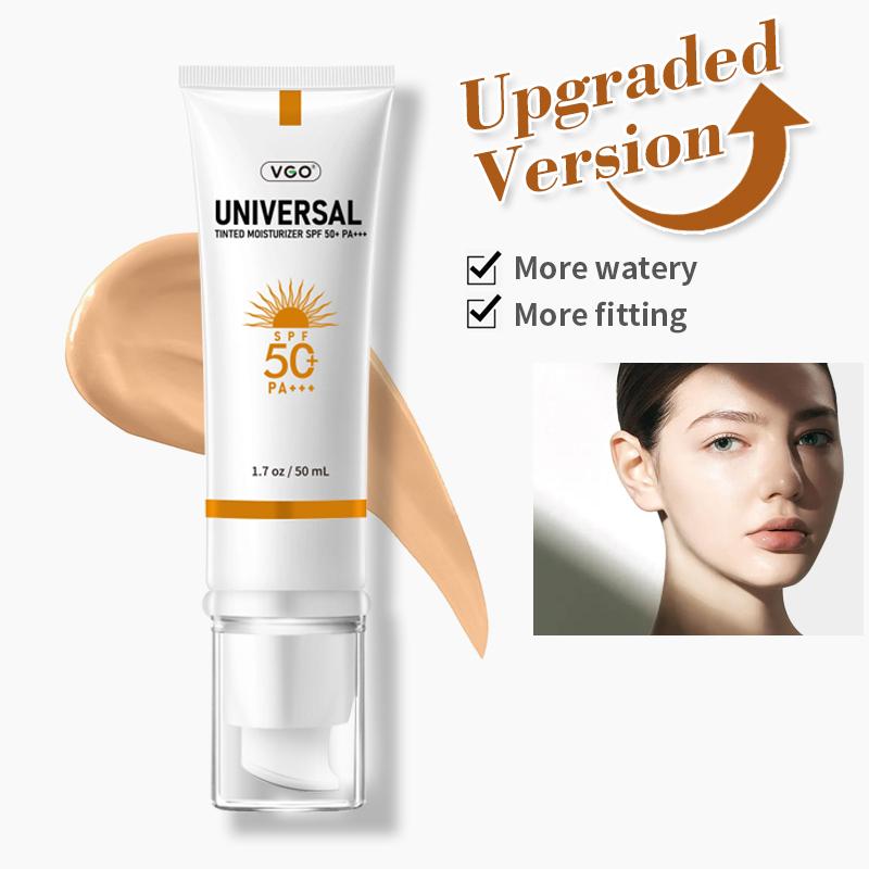 VGO-Universal Tinted Moisturizer SPF 50+ Earthy yellow liquid It can be used as foundation liquid-A Facial Skincare Sunscreen Squeeze facial care