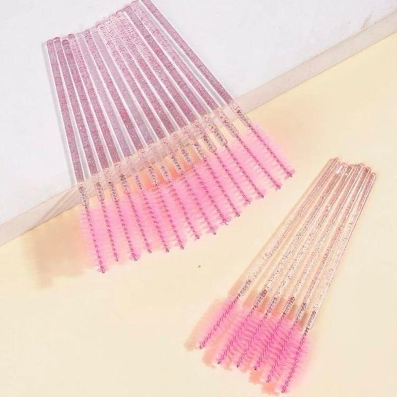 50pcs Disposable Crystal Handle Eyelash Mascara Brushes Wands Applicator Kit, Mascara Lash Spoolies for Eyelash Extensions, Portable Eyebrow Brush, Professional Eye Makeup Tools