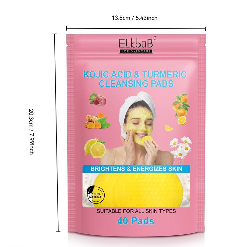 Kojic Acid & Turmeric Cleansing Pads, 3 Counts set Deep Cleansing Facial Makeup Remover Pads, Gentle Skin Care Products, Face Care Products