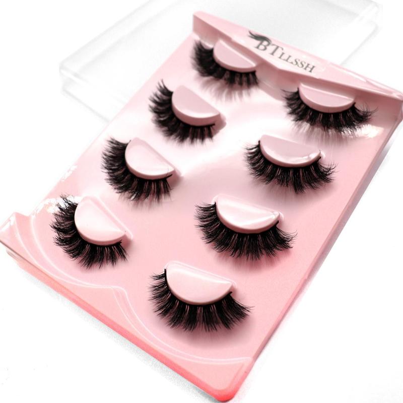 Natural False Eyelashes, Long Fluffy Curly Thick Faux Cluster Lashes, Full Volume Eyelash for Lashes Extensions, Women & Girls Eye Makeup Enhancement, Christmas Gift