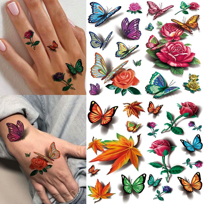 Butterfly Pattern Temporary Tattoo Sticker, 15pcs set Funny Waterproof Fake Tattoo Sticker, Body Art Sticker for Kids & Adult