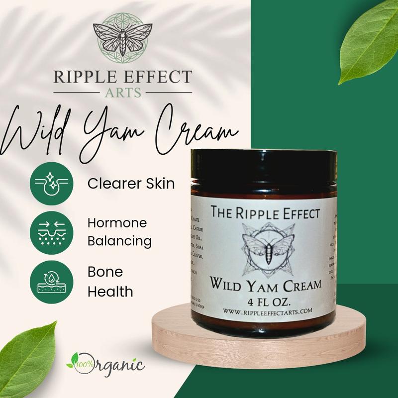 Organic Wild Yam Cream by the Ripple Effect, Handmade in USA 4 oz Lemon Oil