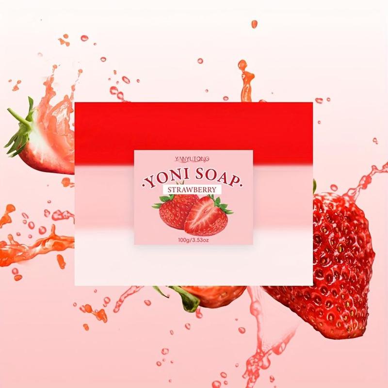 Strawberry Flavor Soap Bar, 2 Counts set Gentle Cleansing Soap Bar for Women, Balances Ph Body Wash Soap