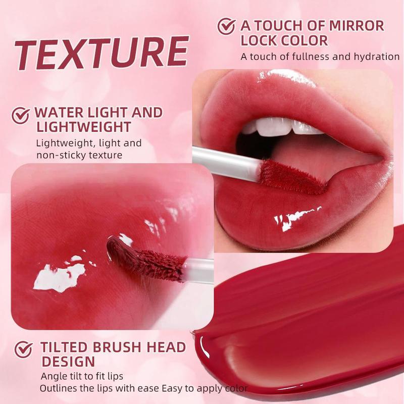 Mirror Liquid Lipstick, Long-wearing Moisturizing Watery Lip Gloss, Tinted Liquid Lip Balm Hydrating Glossy Lip Glaze Stick, Lip Maximizer Plumping Lip Oil