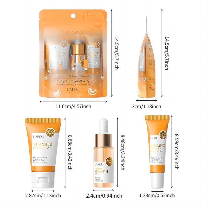 Vitamin C Comfort Skin Care Kit, Including Serum & Eye Cream & Face Cream, Hydrating Nourishing Skincare Kit For Women & Men, Summer Gift, Christmas Gift