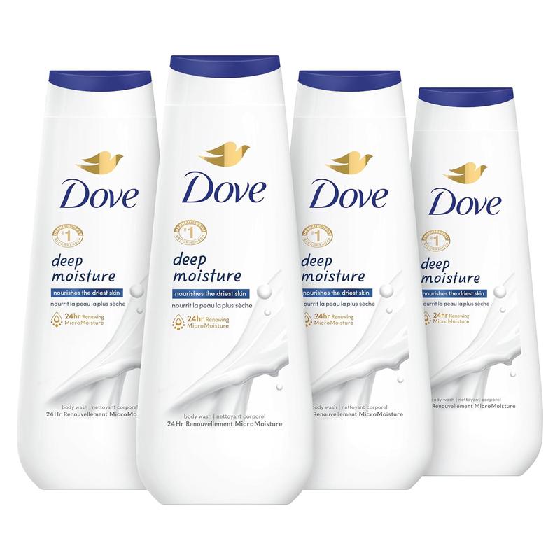 Dove Body Wash Deep Moisture 4 Count for Dry Skin Moisturizing Skin Cleanser with 24Hr Renewing Micromoisture Nourishes the Driest Skin 20 Oz Unilever