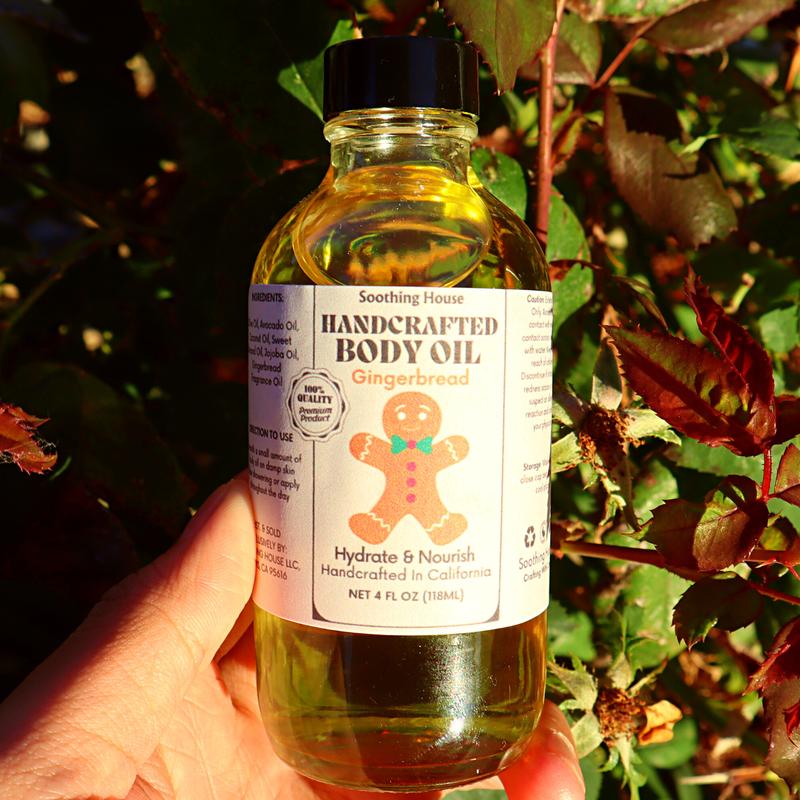 Handcrafted Gingerbread Cookie Body Oil with Cinnamon, Ginger, Nutmeg & Vanilla Fragrance Blend