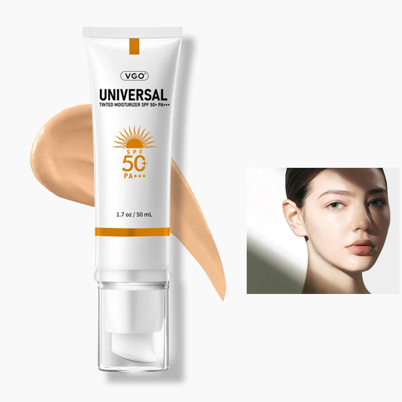 VGO-Universal Tinted Moisturizer SPF 50+ Earthy yellow liquid It can be used as foundation liquid-A Facial Skincare Sunscreen Squeeze facial care