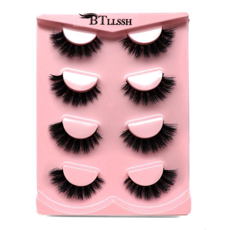 Natural False Eyelashes, Long Fluffy Curly Thick Faux Cluster Lashes, Full Volume Eyelash for Lashes Extensions, Women & Girls Eye Makeup Enhancement, Christmas Gift