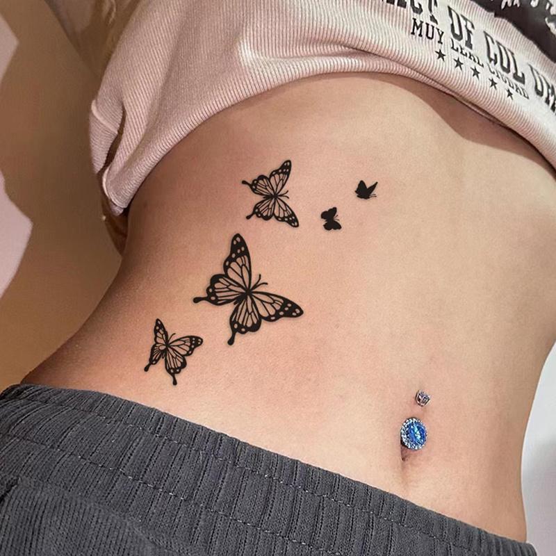 A Temporary Butterfly Tattoo Sticker, Black and White Waterproof Body Art Sticker, Suitable for Arms, Wrist and Shoulders, Long-Lasting Realistic, Fashion Accessories, Suitable for Parties, Events and Summer Outwear-Black Friday Deals