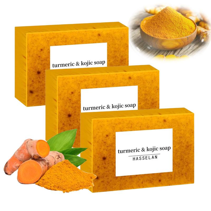 3PCS Lemon Turmeric KojicAcid Soap, Turmeric & Kojic Acid Brightening Soap, DarkSpot Remover, Kojic Acid Soap, Soap Body CareBody Wash Lemon Flawless Organic handmade soap turmeric soap