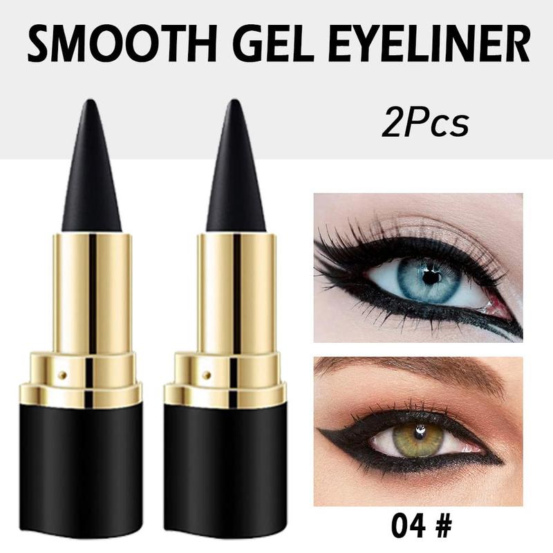 2Pcs Black Gel Eyeliner Pencil Set,Natural Cream Eye Liner Waterproof Smudge Proof,Cat Eye Black Smokey Eyeshadow Palette Stick Crayon,Goth Halloween Makeup,delineador de ojos contra el agua