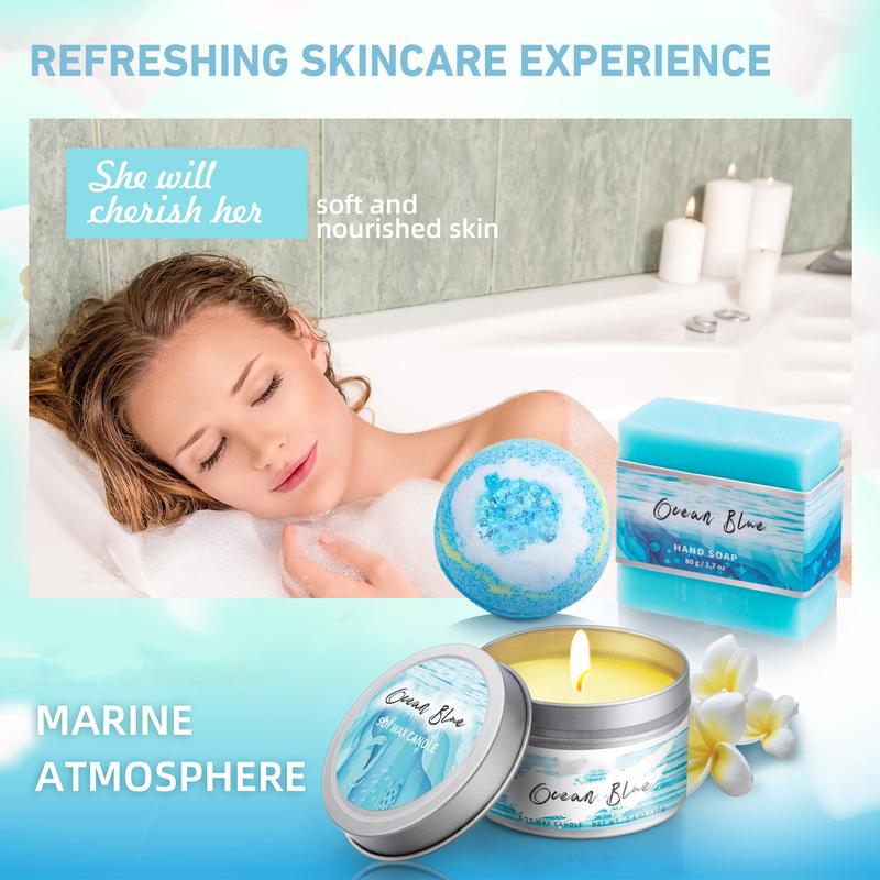 Birthday Gifts for Women, Ocean Scented Spa Gifts for Women 7 Luxury Self Care Gifts for Women, Gift Basket Care Package for Women Her Wife Mom Friends Female Bff Body Care Comfort Skin Repair Skin Care Cosmetics Aroma