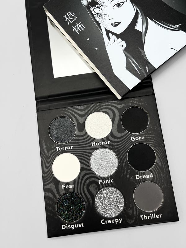 Nekoyanin Japanese Horror Anime Eyeshadow Palette for Goths - Buildable Formula - Cosmetic, Makeup glitter shadow white eyeshadow