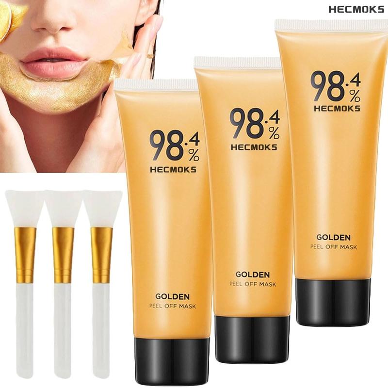 HECMOKS Gold Foil Peel-Off Mask for Deep Cleansing, Reduces Fine Lines & Pores, Skin Repair Skincare Comfort - 98.4% Gold Facial Treatment - Delicate