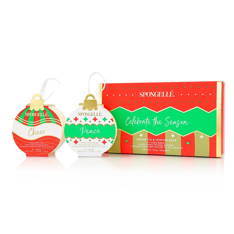 Celebrate the Season | Holiday Ornament Gift Set (Body Wash Infused Buffers)