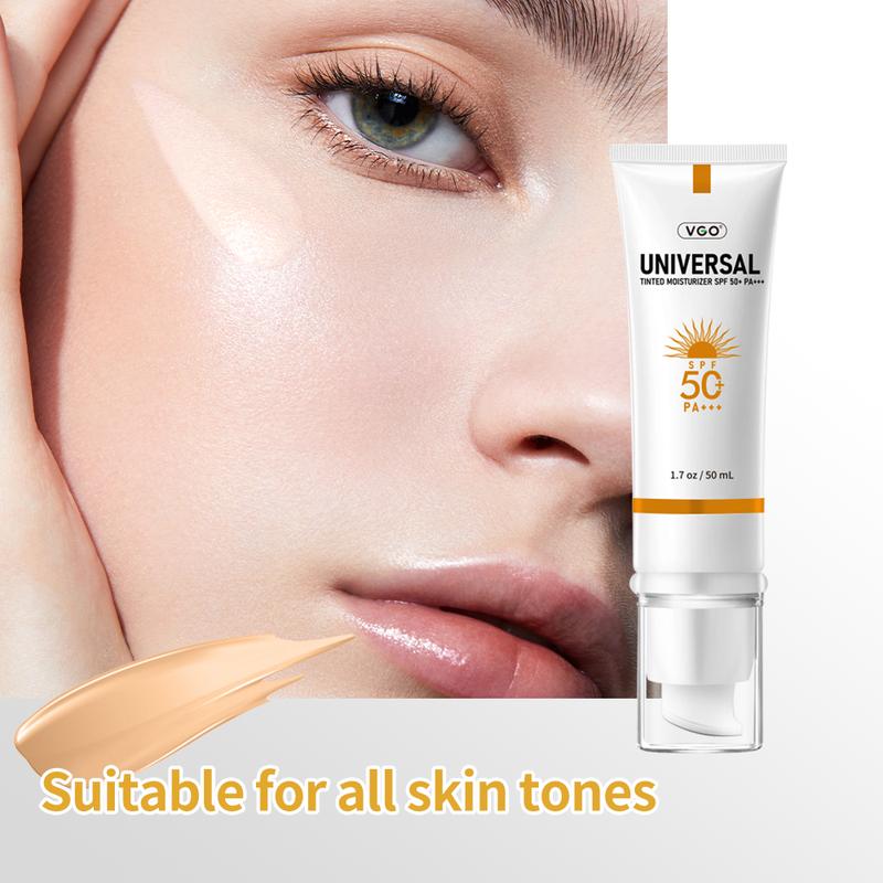 VGO-Universal Tinted Moisturizer SPF 50+ Earthy yellow liquid It can be used as foundation liquid-A Facial Skincare Sunscreen Squeeze facial care