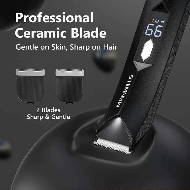 Body Hair Trimmer for Men - 2 Replaceable Ceramic Blades - Sharp & Gentle, Ball Shaver Men with LED Light IPX7 Waterproof, hair trimmers & clippers with Recharge Dock, Pubic Hair Trimmer Men, 7000RPM Mens Grooming Kit Comfort hair multicoloured