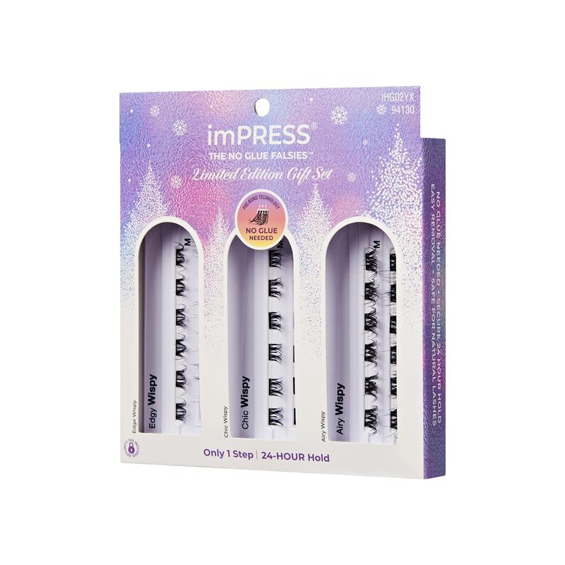 imPRESS Falsies Self Adhesive Eyelashes Holiday Gift Set, 36 Lash Clusters - Wispy