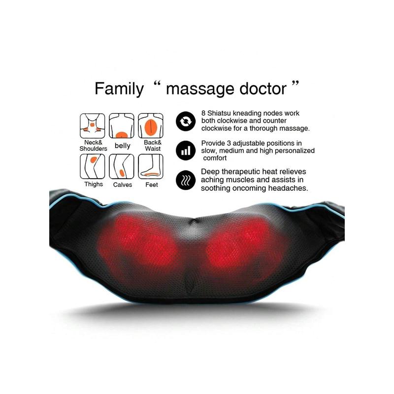 Neck Shoulder Back Massager With Heat - Shiatsu Neck Massager Present, Gift For Men Women Mom Dad - Deep Kneading Massage For Neck, Back, Shoulder, Waist, Leg, Feet And Muscle