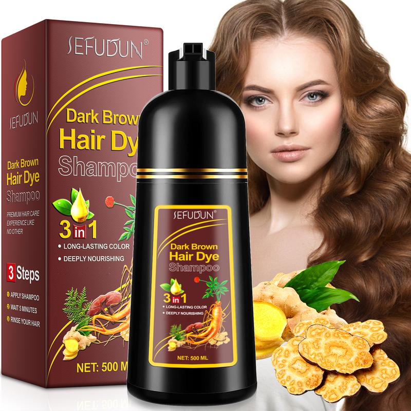 SEFUDUN 3-in-1 Black Hair Dye Shampoo - Quick Coloring, Cleansing, and Care, for Women Men (Black)