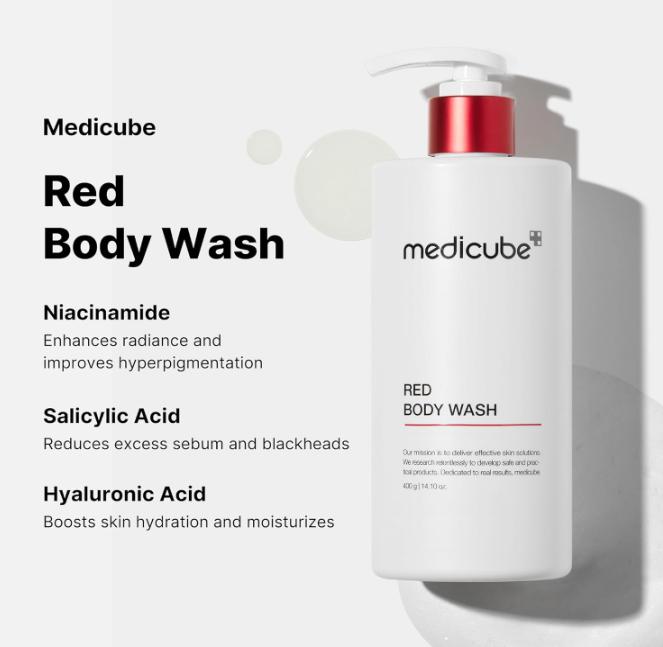 Medicube Red Acne Body Wash 14.52 Fl.oz I Low pH and Hydrating Cleanser Suitable for Bacne Treatment | Korean Skin Care-medicube Body Care Hyaluronic