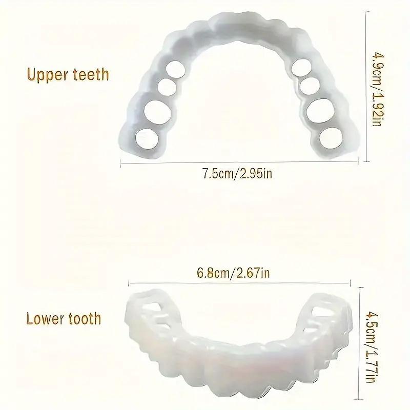 Two boxes of four pieces of fitted veneer dentures, white denture top veneer denture accessories, suitable for men and women