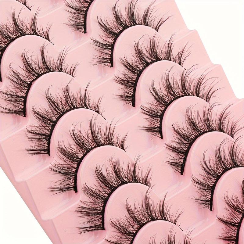 Fluffy False Eyelashes, 7 Pairs Manga Look Faux Cluster Lashes Strip Lashes for Lash Extensions, Volumized False Eyelashes