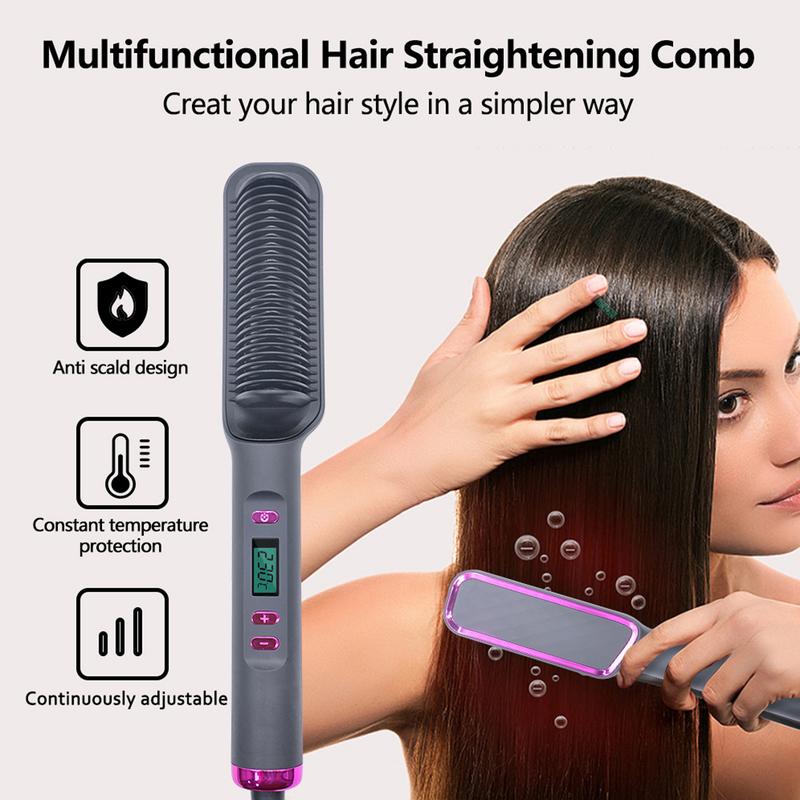 Hair Iron, Hair Straightener Comb with Brush and Comfort Features hair straightening  hairwaver Salon,Fast Heated Hair Styling Tools,Christmas Gift